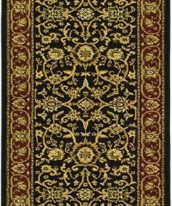 Safavieh Lyndhurst Collection Traditional Oriental Non-Shedding Stain Resistant Living Room Bedroom Soft Area Rug Black / Red All Area Rugs And Runners