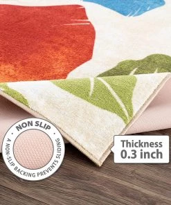 Camilson Floral Soft Area Rug - Non Slip Large Flower Carpet For Indoor