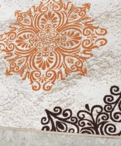 Antep All Area Rugs And Runners Modern Floral Non-Slip Low Profile Pile Rubber Backing Indoor Area Rugs White Multi