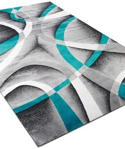 Persian-rugs Abstract Swirls Turquoise Soft Area Rugs