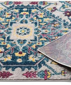 WW Adeline Bohemian Vintage Medallion Blue Multicolor Area Rug
