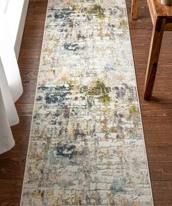 Unique Loom Azura Multi Abstract Distressed Pattern Runner Rug All Area Rugs And Runners