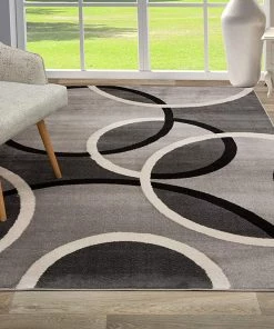 SUP Contemporary Abstract Circles Soft Gray Area Rug All Area Rugs And Runners
