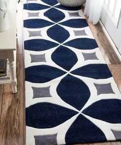 NL Geometric Handmade Navy Ivory Grey Area Rug 9 NL Geometric Handmade Navy Ivory Grey Area Rug