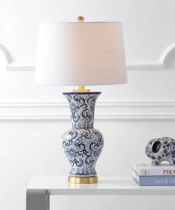 JONATHAN Lamps Leo 28.5" Chinoiserie LED Table Lamp Blue/White
