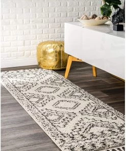 Modern Rugs And Decor Moroccan Tribal Off White Grey Shag Soft Plush Area Rug