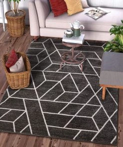 WW Modern Geometric Angles Tiles Gray Ivory Area Rugs All Area Rugs And Runners