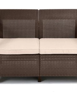 Modern Rugs And Decor All Weather Indoor Outdoor Patio Love Seat Couch With Cushions - Perfect For Balcony, Deck, And Poolside Seating