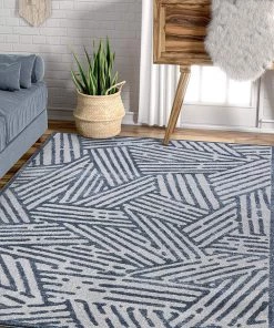 Well Woven Gizelda Blue Geometric Lines Pattern Area Rug All Area Rugs And Runners