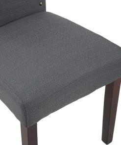 LSSBOUGHT Set Of 2 Luxurious Fabric Dining Chairs With Copper Nails And Solid Wood Legs (Light Gray) Luxurious Rugs