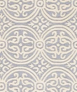 FAS Handcrafted Geometric Silver Ivory Premium Wool Soft Area Rug