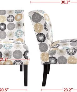 YAHEETECH Modern Accent Chair Slipper Chair Casual Upholstered Single Sofa Fabric Cloth Armless Chair For Living Room Bedroom Vanity Desk Beige Modern/ Geometric Rugs