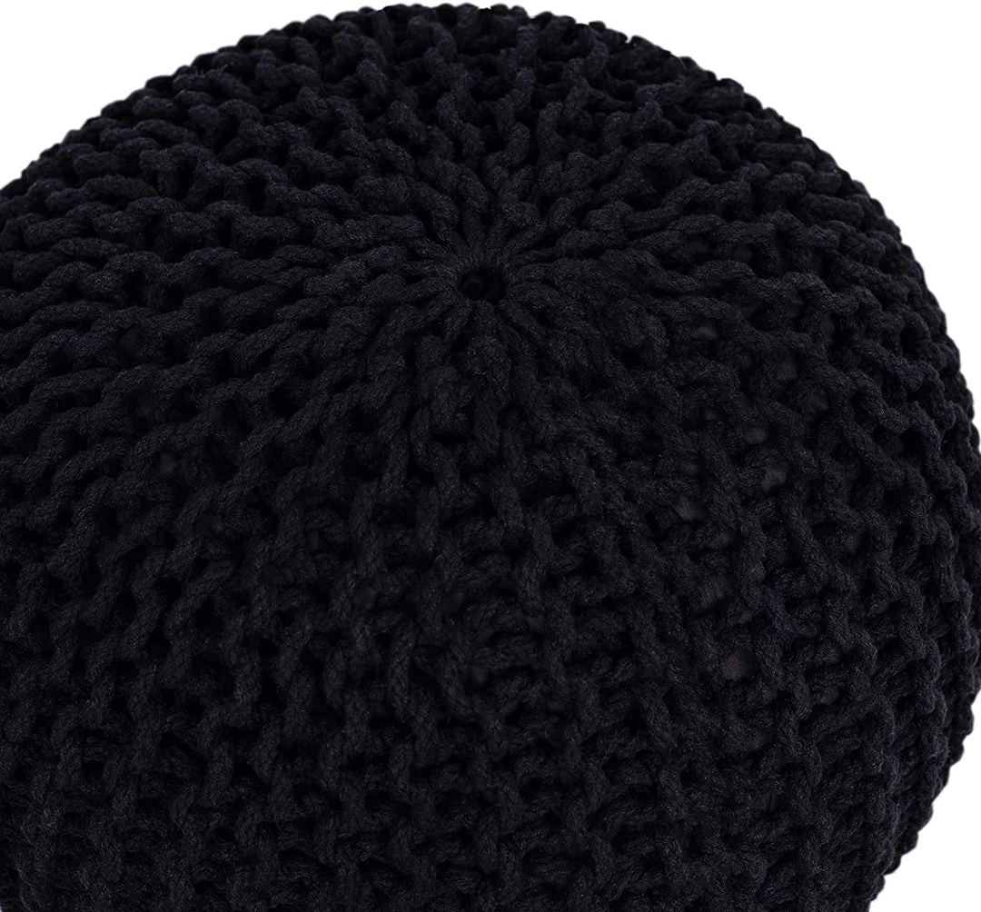 BIRDROCK HOME Round Pouf Foot Stool Ottoman - Knit Bean Bag Floor Chair - Cotton Braided Cord - Great For The Living Room, Bedroom And Kids Room - Small Furniture 5 BIRDROCK HOME Round Pouf Foot Stool Ottoman - Knit Bean Bag Floor Chair - Cotton Braided Cord - Great For The Living Room, Bedroom And Kids Room - Small Furniture