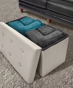 COL Contemporary Faux Leather Storage Bench Ottoman Home Décor 47 COL Contemporary Faux Leather Storage Bench Ottoman Home Décor