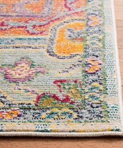 Modern Rugs And Decor Medallion Distressed Soft Area Rug, Light Blue / Fuchsia All Area Rugs And Runners