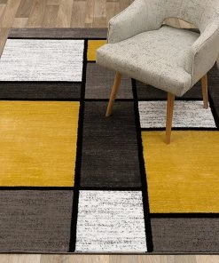 WRG Modern Yellow Gray White Area Rug All Area Rugs And Runners