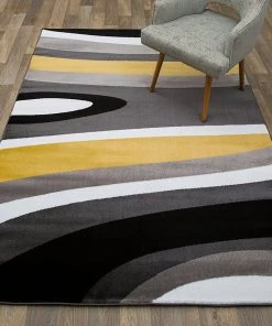 WRG All Area Rugs And Runners Gray/Grey Yellow Abstract Area Rug