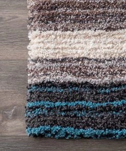 FAS Premium Handmade Striped Blue Gray Plush Shag Area Rugs All Area Rugs And Runners 10 FAS Premium Handmade Striped Blue Gray Plush Shag Area Rugs All Area Rugs And Runners