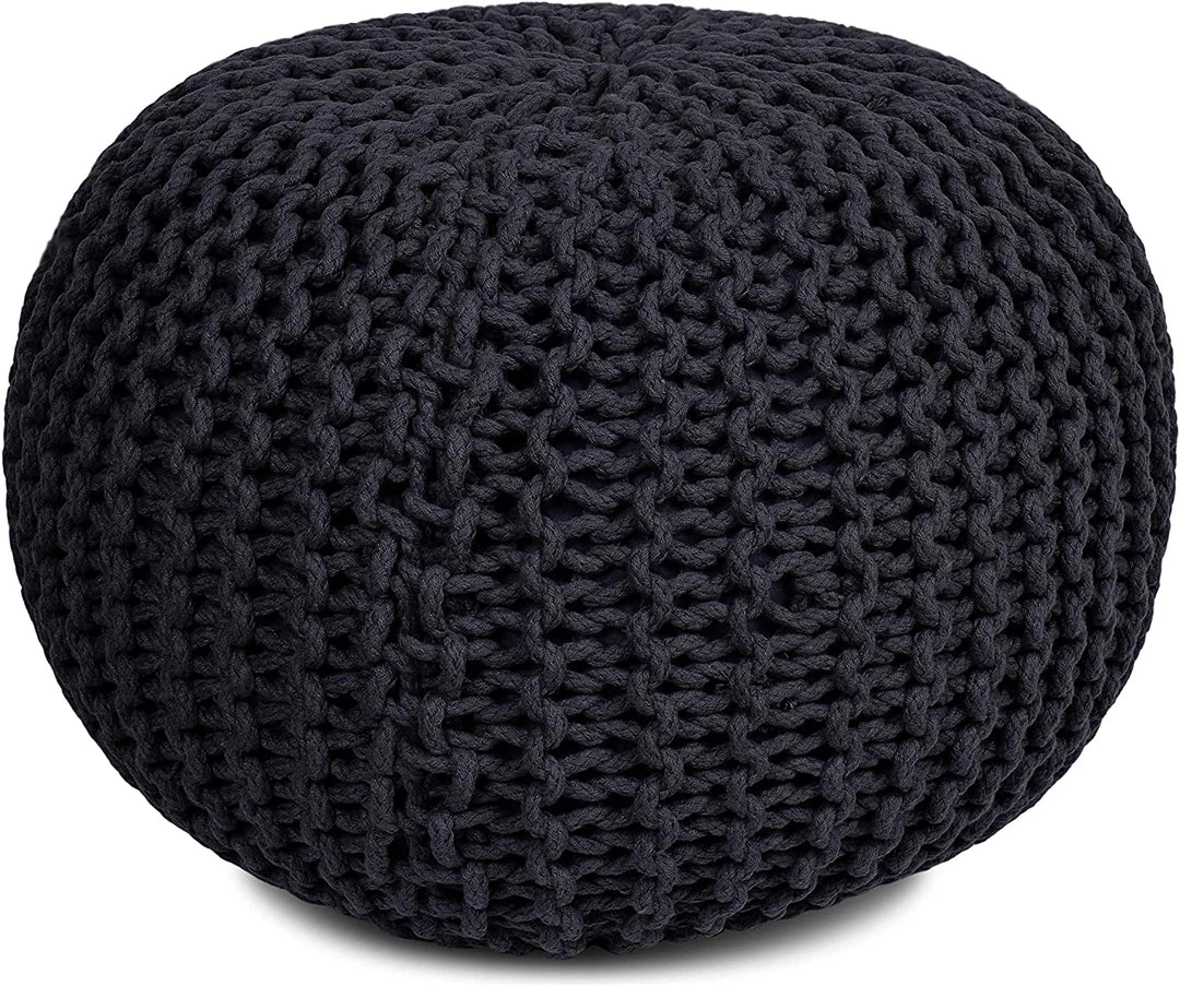 BIRDROCK HOME Round Pouf Foot Stool Ottoman - Knit Bean Bag Floor Chair - Cotton Braided Cord - Great For The Living Room, Bedroom And Kids Room - Small Furniture 6 BIRDROCK HOME Round Pouf Foot Stool Ottoman - Knit Bean Bag Floor Chair - Cotton Braided Cord - Great For The Living Room, Bedroom And Kids Room - Small Furniture