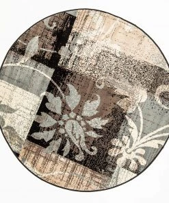 SUP Floral Patchwork Design Brown Ivory Area Rug 16 SUP Floral Patchwork Design Brown Ivory Area Rug