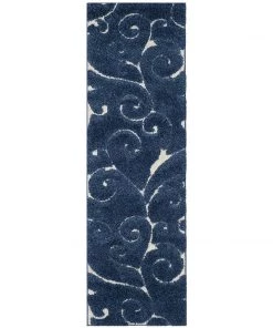 FAS Premium Swirl Thick Plush Blue Area Shag Rug