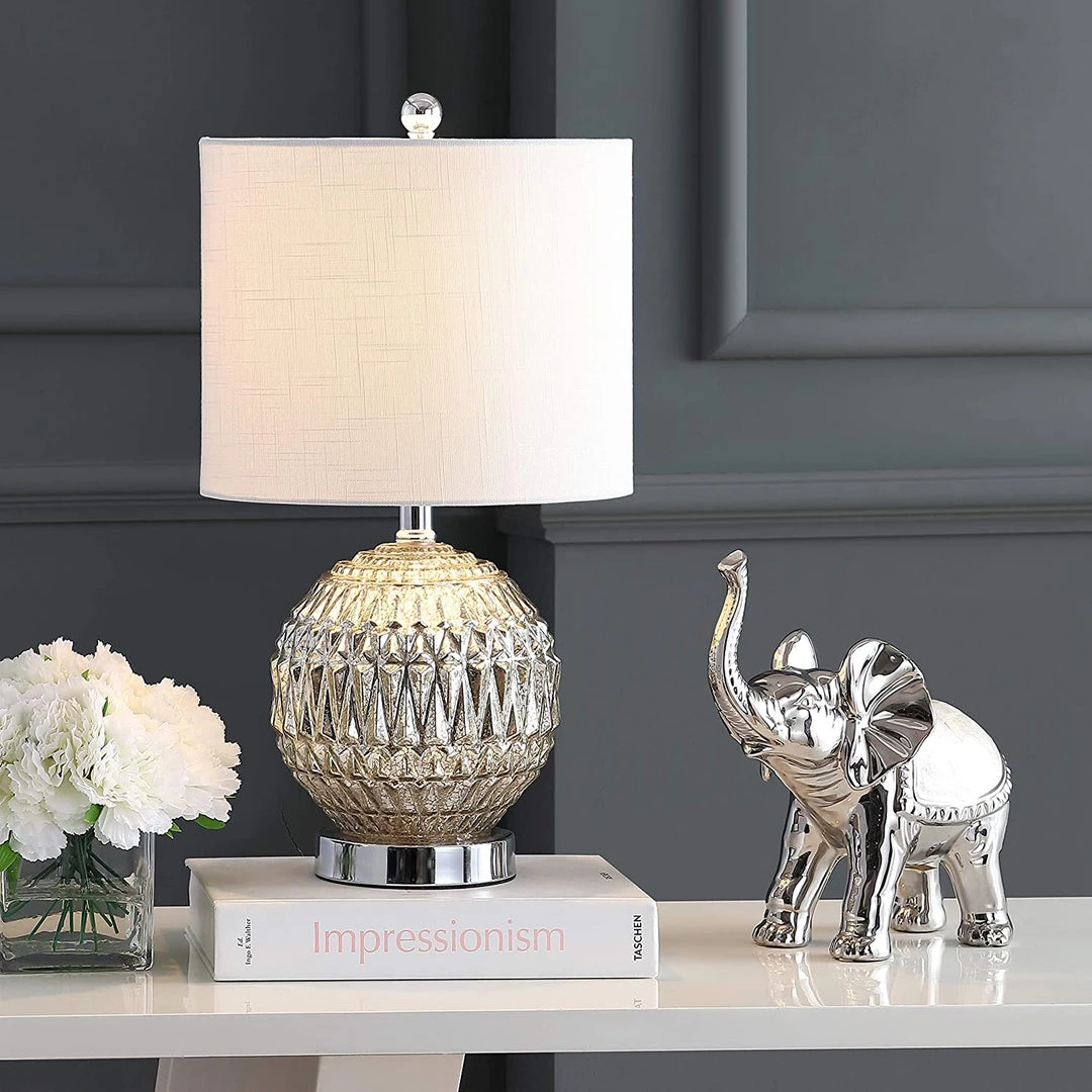 JONATHAN Krister 20.5" Glass/Metal LED Table Lamp Silver Lamps 1 JONATHAN Krister 20.5" Glass/Metal LED Table Lamp Silver Lamps