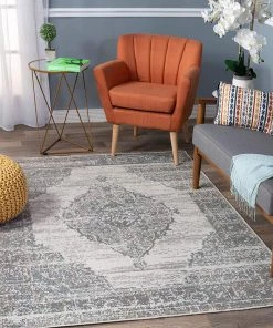 WRG Traditional Medallion Gray Ivory Soft Area Rug All Area Rugs And Runners