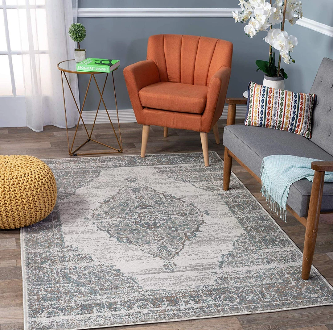 WRG Traditional Medallion Gray Ivory Soft Area Rug All Area Rugs And Runners 1 WRG Traditional Medallion Gray Ivory Soft Area Rug All Area Rugs And Runners