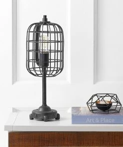JONATHAN Lamps Odette Industrial Metal Table Lamp Black/Silver