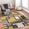 WW Modern Geometric Golden Yellow Gray Comfy Hand Carved Area Rugs All Area Rugs And Runners