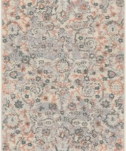 WW Vintage Floral Medallion Gray/Grey Pink Area Rugs All Area Rugs And Runners