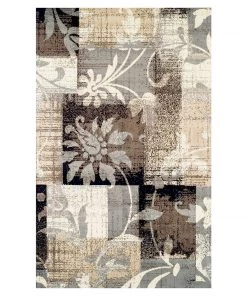 SUP Floral Patchwork Design Brown Ivory Area Rug 14 SUP Floral Patchwork Design Brown Ivory Area Rug
