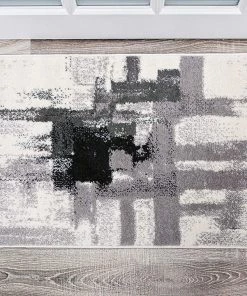 WRG All Area Rugs And Runners Abstract Black Gray Ivory Area Rug