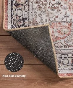 Adiva Rugs Machine Washable Area Rugs, Persian Vintage Medallion Boho Rug For Living Room Rugs - Stain Resistant & Non-Slip All Area Rugs And Runners