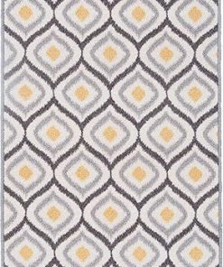 WRG Moroccan Design Gray Yellow Non-Skid Low Pile Area Rug