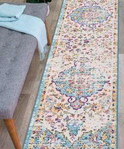 WRG Vintage Medallion Floral Ivory Blue Soft Area Rug 9 WRG Vintage Medallion Floral Ivory Blue Soft Area Rug