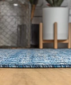 Modern Rugs And Decor Moroccan Geometric Textured Weave Indoor/Outdoor Navy/ Gray Area Rug All Area Rugs And Runners
