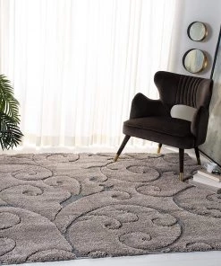 FAS Premium Swirl Thick Plush Grey/Light Blue Area Shag Rug