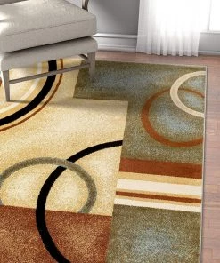 WW Modern Geometric Circles Light Blue Multi Soft Area Rugs 15 WW Modern Geometric Circles Light Blue Multi Soft Area Rugs