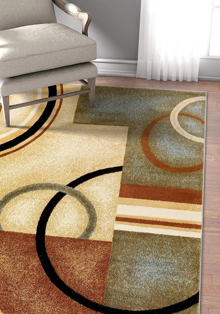 WW Modern Geometric Circles Light Blue Multi Soft Area Rugs 3 WW Modern Geometric Circles Light Blue Multi Soft Area Rugs