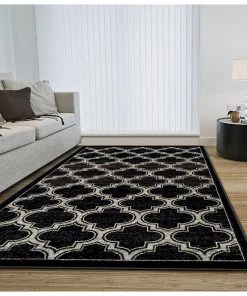 SUP All Area Rugs And Runners Trellis Black Ivory Grey/Gray Area Rug