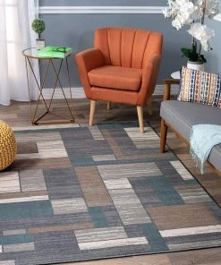 WRG All Area Rugs And Runners Boxes Distressed Pattern Soft Gray Brown Navy Beige Area Rug