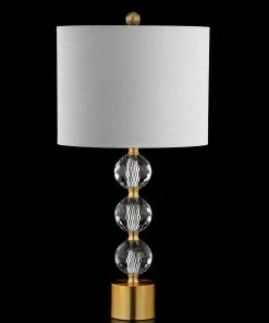 JONATHAN Lamps Ashley 25.25" Crystal LED Table Lamp Clear/Brass
