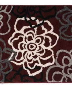 WRG Floral Gray/Grey Burgundy White Area Rug