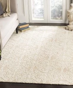 Safavieh Blossom Collection BLM112B Handmade Premium Wool Soft Area Rug Beige / Ivory