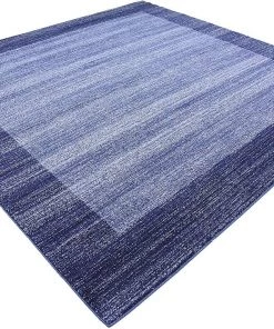 FAS Contemporary Bordered Soft Navy Blue Area Rug