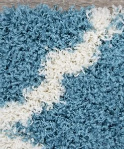 WRG Turquoise Blue White Soft Shag Area Rugs