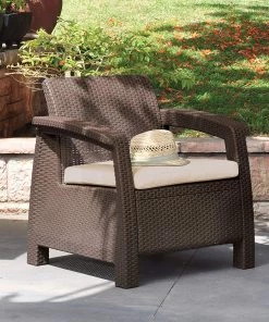 Modern Rugs And Decor Furniture All Weather Indoor Outdoor Patio Armchair With Cushion