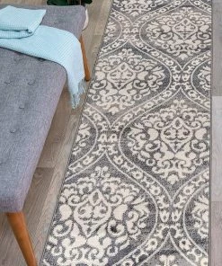 WRG Floral Damask Gray/Grey Area Rug