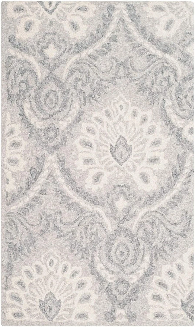 Modern Rugs And Decor Damask Handmade Premium Wool Area Rug, Light Grey / Ivory All Area Rugs And Runners 4 Modern Rugs And Decor Damask Handmade Premium Wool Area Rug, Light Grey / Ivory All Area Rugs And Runners